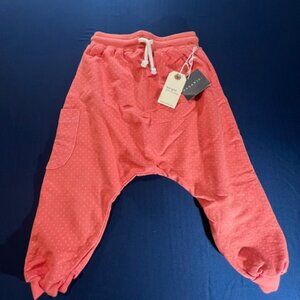 NWT BOY+GIRL vibrant orange harem pants subtle polka dots toddler 4